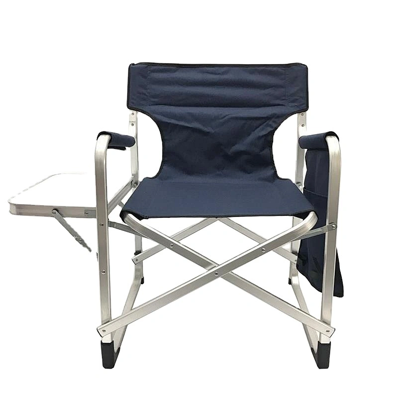 Portable Heavy Duty Aluminum Folding Director Chair with Armrest Side Table and Cup Holder