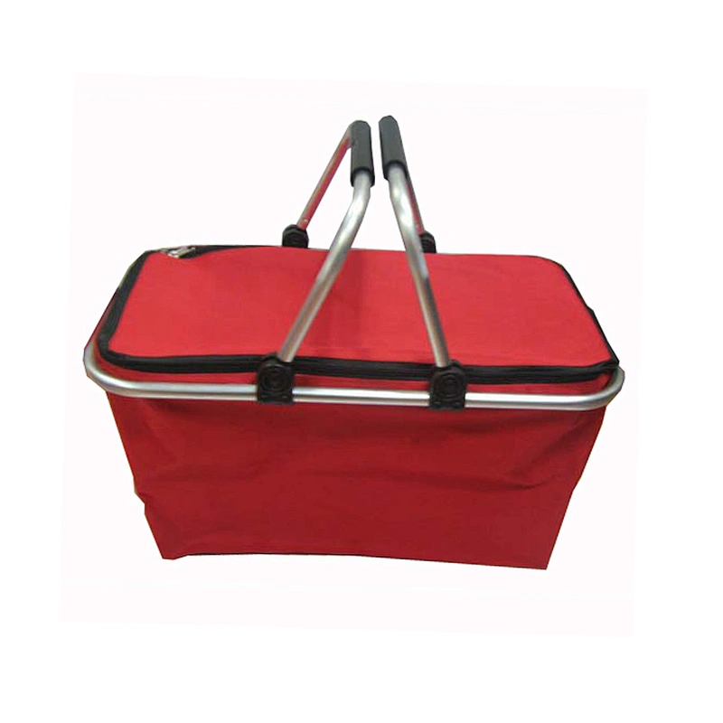 Wholesale supermarket travel fabric foldable picnic cooler shopping picnic basket