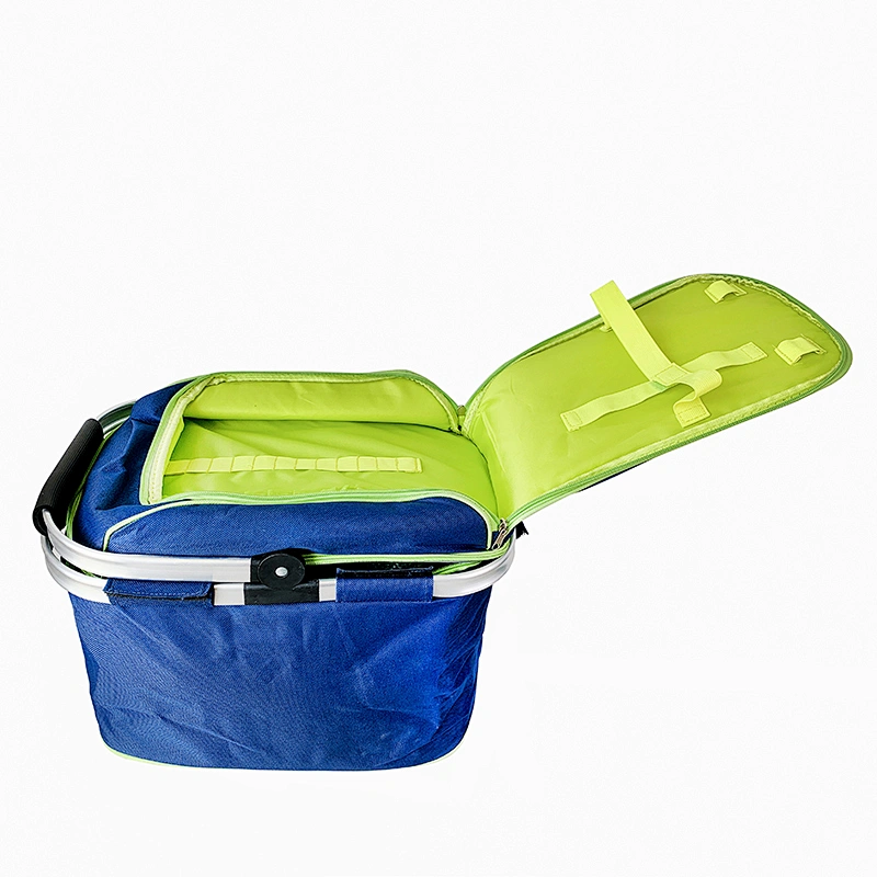 New Design Portable Folding Aluminium Handle Shopping Basket Collapsible Picnic Foldable Basket