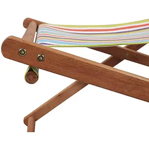 Outdoor Patio Lounge Folding Beach Fabric Balcony Recliner and Wooden Frame Chair