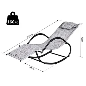 Steel Frame Zero Gravity Rocking Lounge Chair w/ Pillow Black