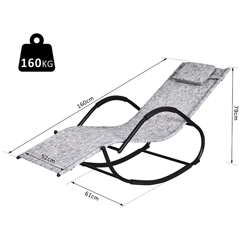 Steel Frame Zero Gravity Rocking Lounge Chair w/ Pillow Black