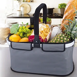 Portable folding shopping baskets with aluminium handle for sale collapsible picnic shopping basket