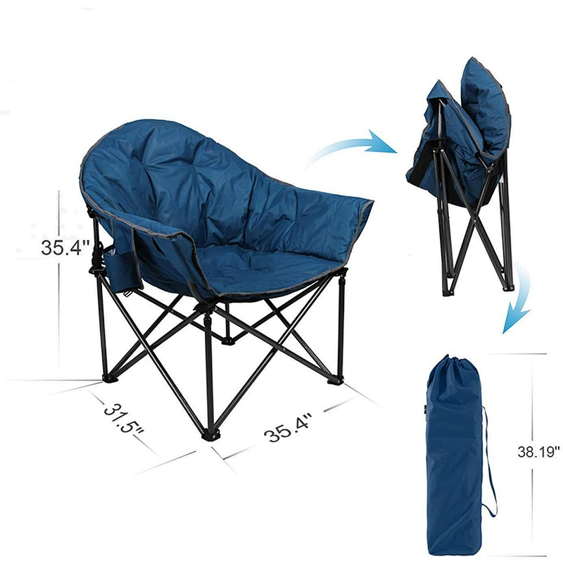 Reclining Folding Oversized Cup Holder Camping Hiking Moon Saucer Chair
