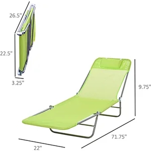 Outdoor Furniture Sun Camping Folding Bed Hiking  Sleeping Cot Camp Beach Lounge Bed