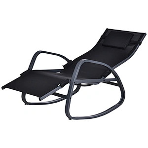 Supergroup Steel Frame Zero Gravity Rocking Lounge Chair w/ Pillow Black