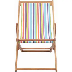 Outdoor Patio Lounge Folding Beach Fabric Balcony Recliner and Wooden Frame Chair