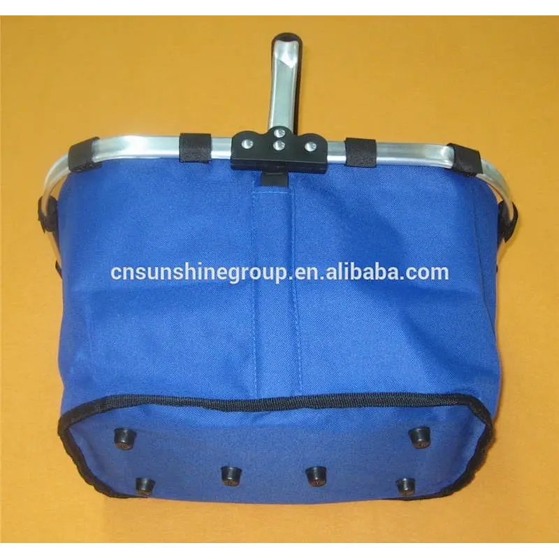 Wicker folding handle cooler shopping baskets