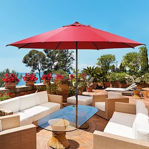 9 Feet Patio Outdoor  Umbrella with 8 Sturdy Ribs Hanging Tilt Lawn  Umbrella