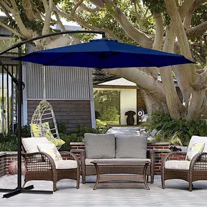 OUTDOOR 3M Cantilever Parasol with Crank Handle & Tilt Function Garden Parasol Hanging Umbrella