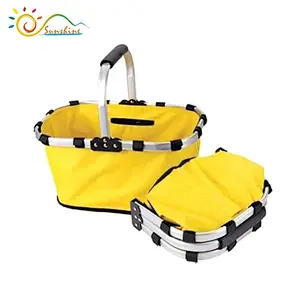 Aluminum handle cooler folding shopping basket  picnic basket