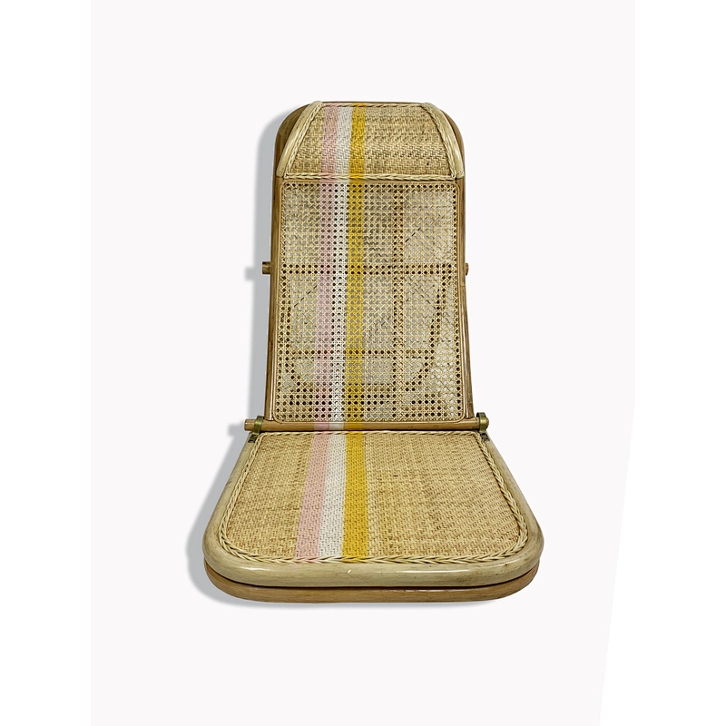 Outdoor natural handwoven folding recliner lounger rattan beach chair