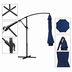 OUTDOOR 3M Cantilever Parasol with Crank Handle & Tilt Function Garden Parasol Hanging Umbrella