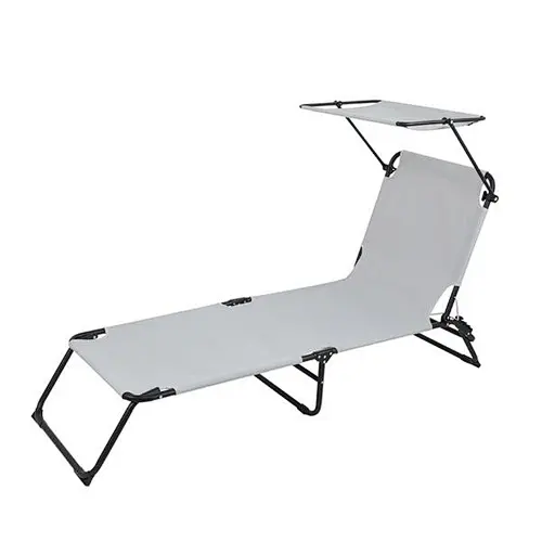 White Foldable Pvc coating beach lounger with Sun shade