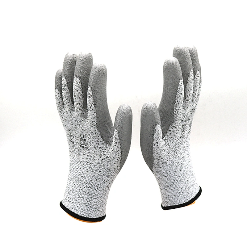 Safety Gloves EN388 Cut Resistant PU Coating Smooth Finished Touch Screen Hand Gloves