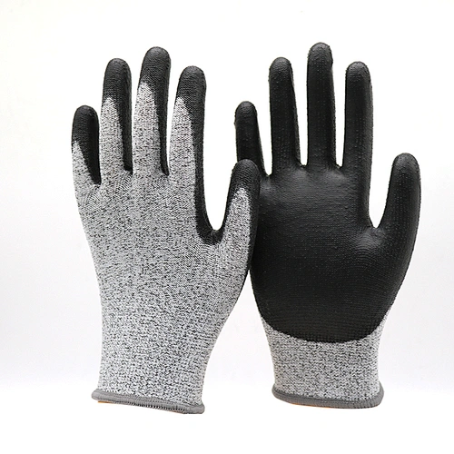 Factory Price Anti Cut Level 5 Hand Protection Safety Gloves Abrasion Resistant Guantes With Black PU Coated On Palm