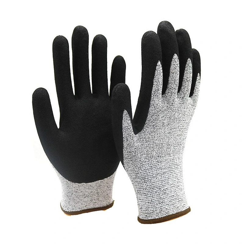 Seamless Knitted Nitrile Thumb Crotch Reinforcement Cut Resistant Protective Glove with Polyurethane Coating