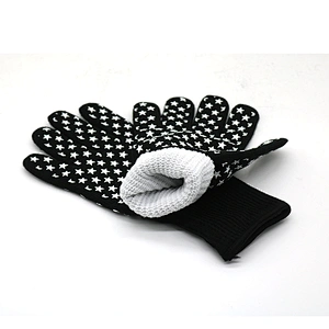 Extreme Food Safety Black Aramid Silicone Heat Resistant Welding Grill Kitchen Oven Cooking Barbecue Baking Cutting BBQ Gloves