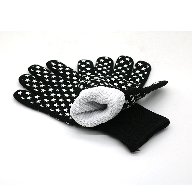 Extreme Food Safety Black Aramid Silicone Heat Resistant Welding Grill Kitchen Oven Cooking Barbecue Baking Cutting BBQ Gloves