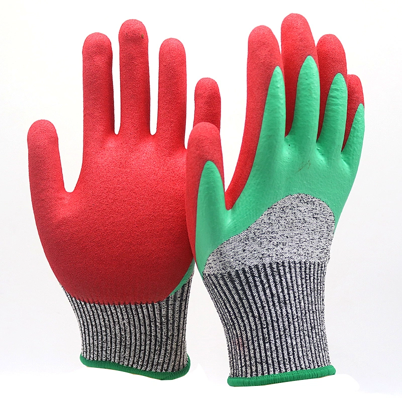 Waterproof Level 5 HPPE Rubber Safety Anti Cut Proof Construction Industrial Double Nitrile Coated Protective Gloves