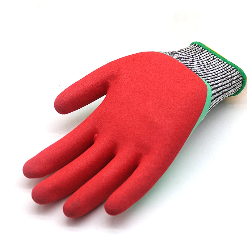 Waterproof Level 5 HPPE Rubber Safety Anti Cut Proof Construction Industrial Double Nitrile Coated Protective Gloves