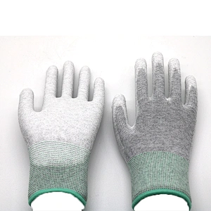 Breathable and Soft PU Palm Coated Carbon fiber Anti-static Work Gloves Construction