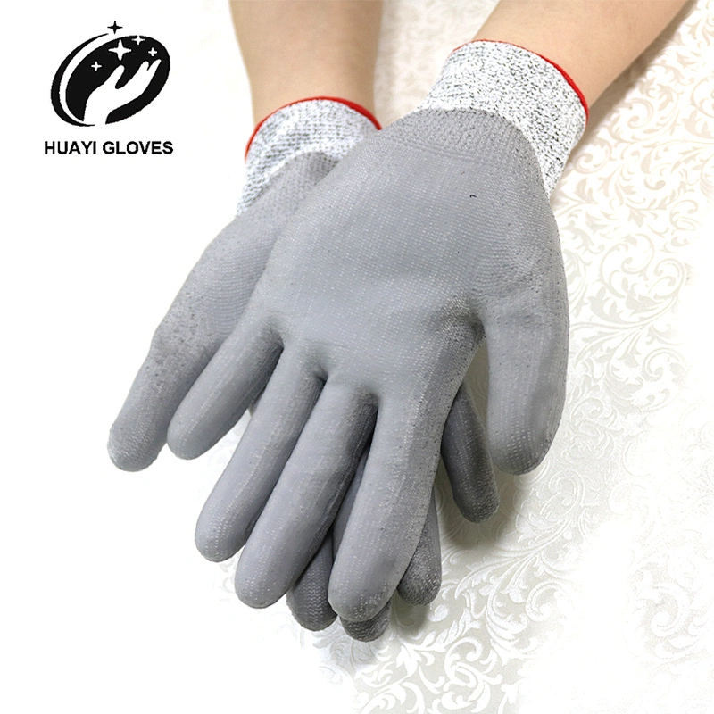 13G Guantes Anticorte Level 5 Slipping Resistance Cut Gloves PU Coated Demolition Gloves Glass Gloves