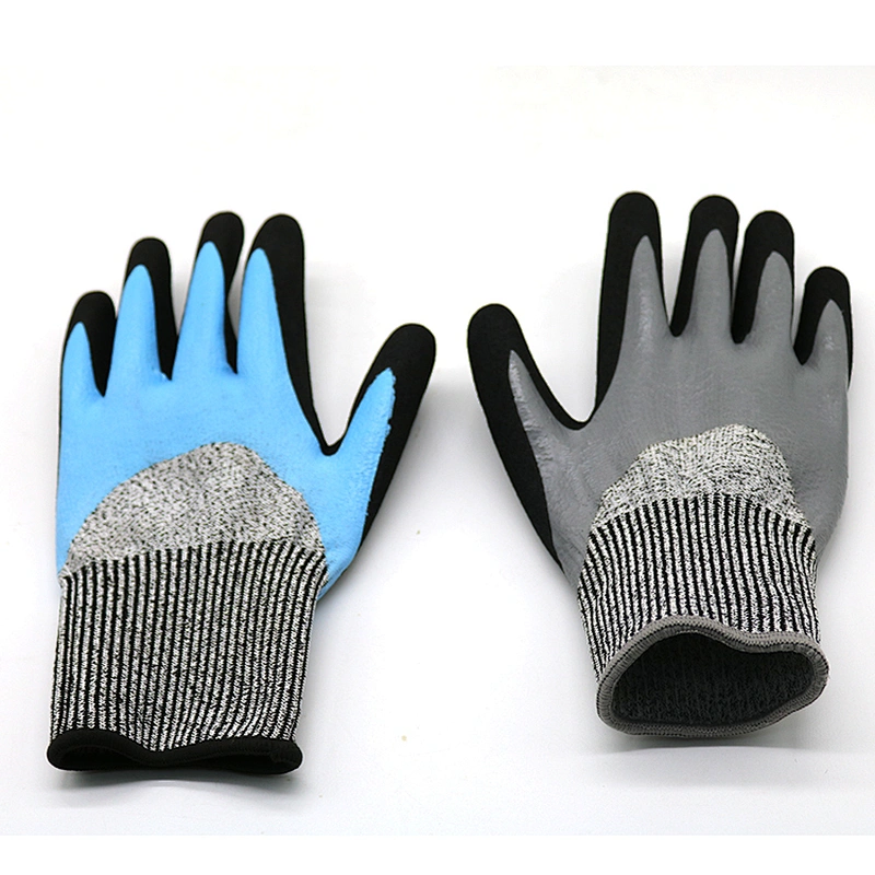 HY Snug Fit Scrub Cutting Gloves Double Dipped Nitrile Finish Mitts Good Grip For Lightly Oiled Parts Glove From China