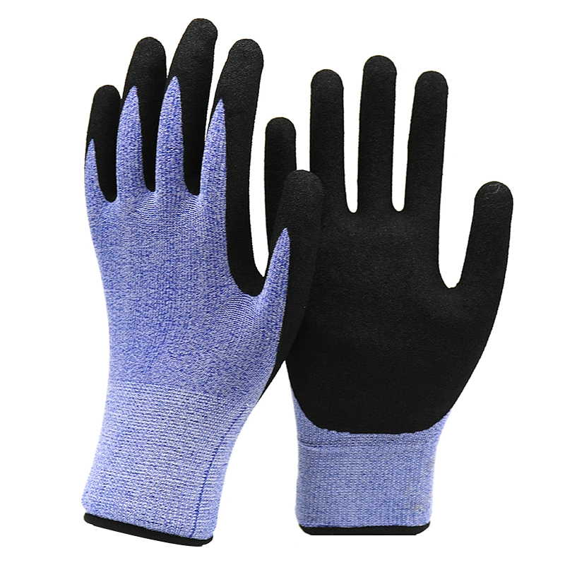 Sandy Nitrile Coated Cut Resistant Gloves Level 5 Anti Cut Gloves for Construction Industry Anti Cutting