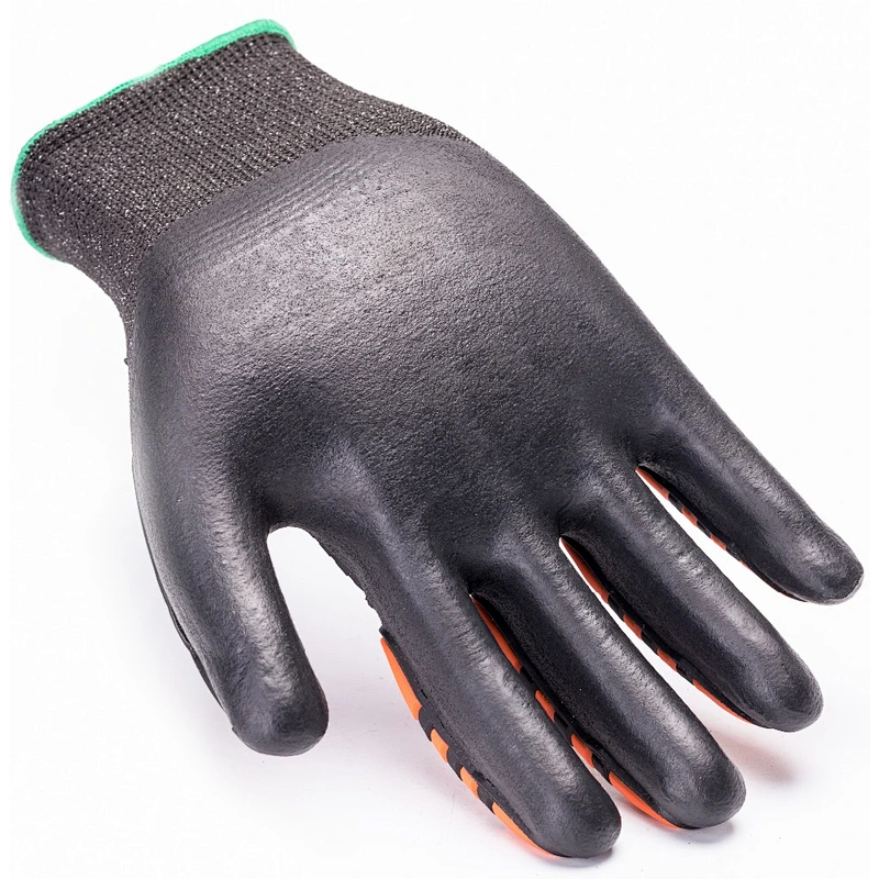 Oilfield Oil Proof Anti Vireration Tpr Impact Mechanic Glove With NBR palm coated