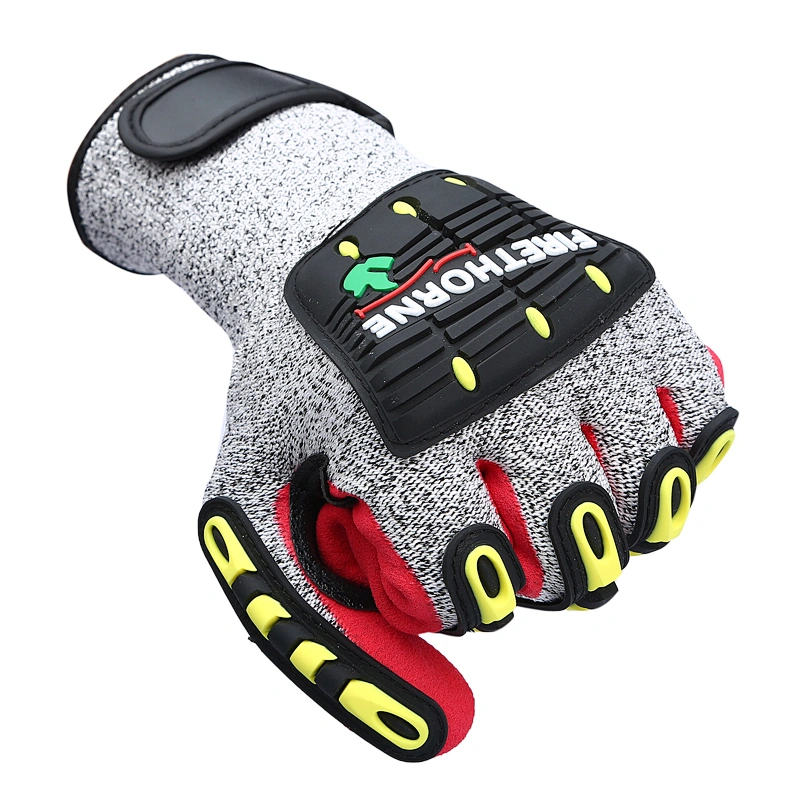 Oilfield Oil Proof Anti Vireration Tpr Impact Mechanic Glove With NBR palm coated