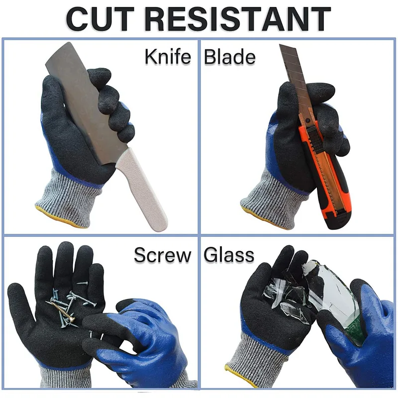 ANSI Level 5 Cut Resistant Security Gloves Nitrile Glasses Fiber Anti Cut Glove
