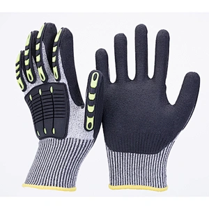 Oilfield Oil Proof Anti Vireration Tpr Impact Mechanic Glove With NBR palm coated