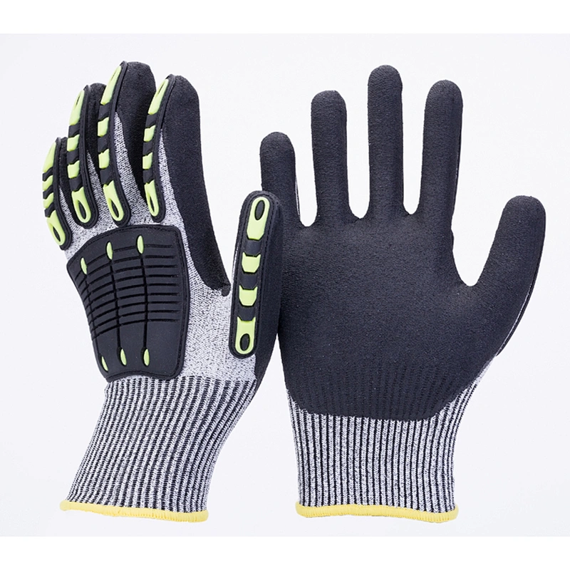 Oilfield Oil Proof Anti Vireration Tpr Impact Mechanic Glove With NBR palm coated