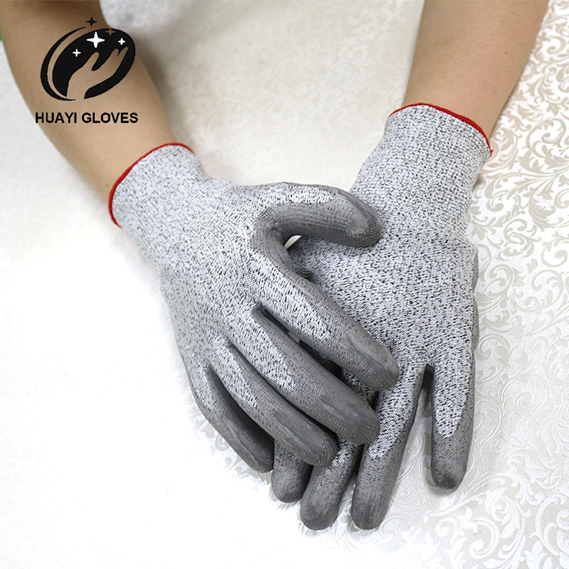 13G Guantes Anticorte Level 5 Slipping Resistance Cut Gloves PU Coated Demolition Gloves Glass Gloves