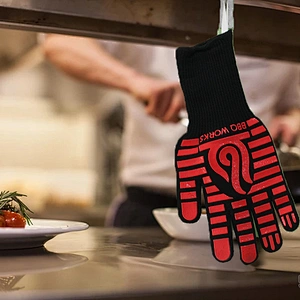 Cheap Silicone Heat Resistant Double Oven Mitts Gloves for Kitchen Cooking BBQ Baking