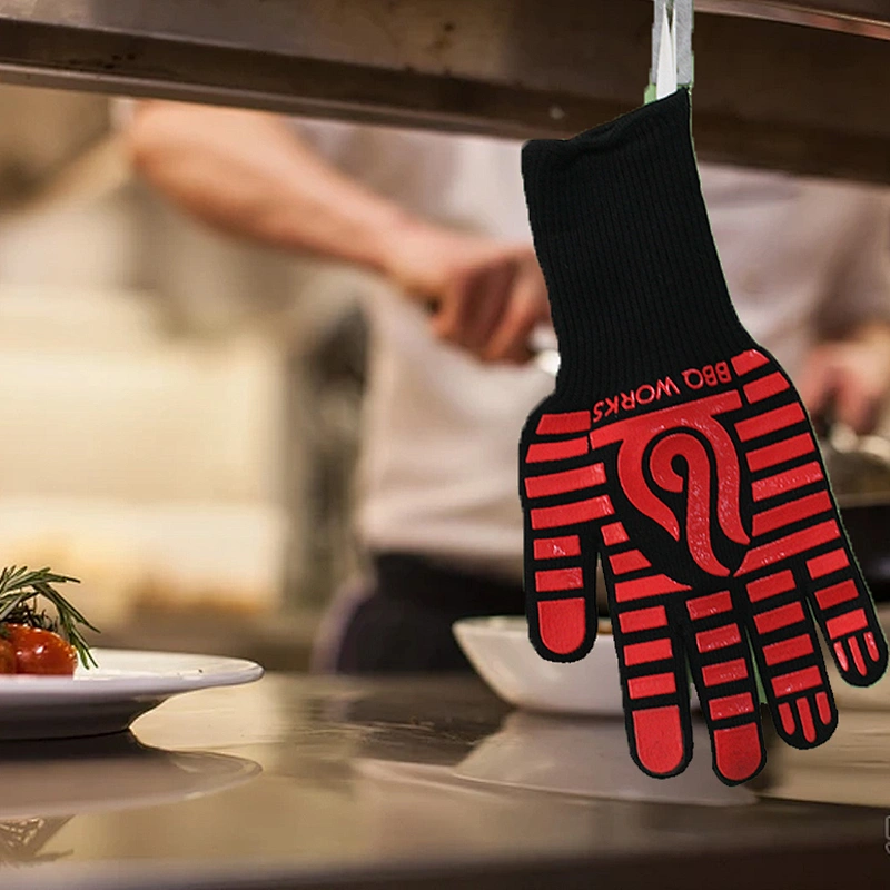 Cheap Silicone Heat Resistant Double Oven Mitts Gloves for Kitchen Cooking BBQ Baking