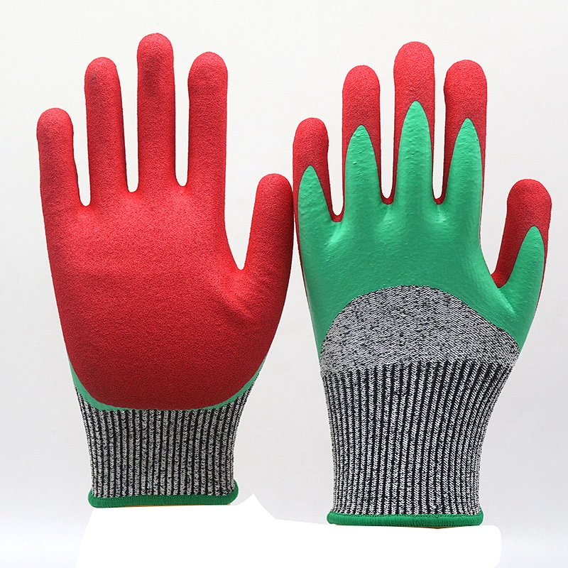 Waterproof Level 5 HPPE Rubber Safety Anti Cut Proof Construction Industrial Double Nitrile Coated Protective Gloves