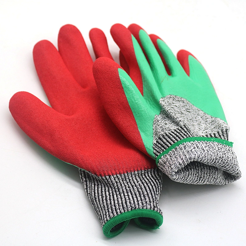 Waterproof Level 5 HPPE Rubber Safety Anti Cut Proof Construction Industrial Double Nitrile Coated Protective Gloves