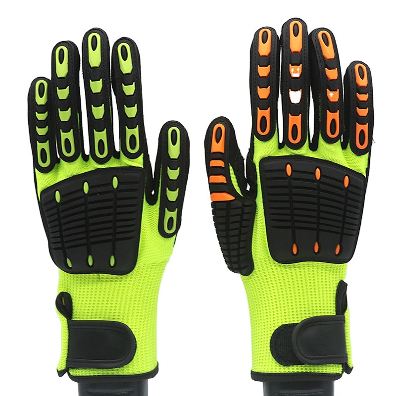 Excellent Grip Anti Vibration Oil proof Cut Resistant Safety Working gloves Sandy Nitrile for Impact proof