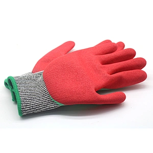 Waterproof Level 5 HPPE Rubber Safety Anti Cut Proof Construction Industrial Double Nitrile Coated Protective Gloves