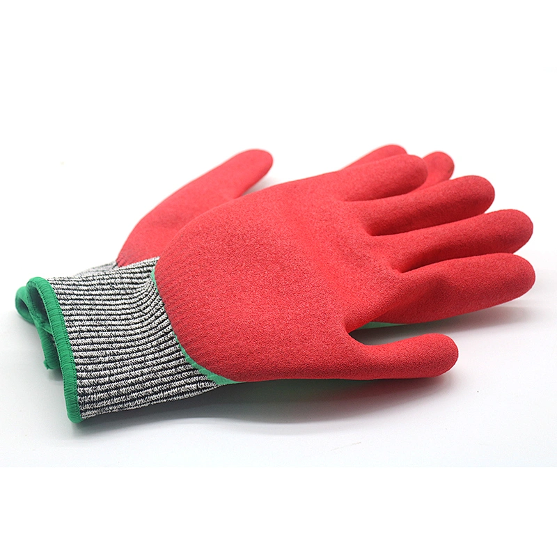 Waterproof Level 5 HPPE Rubber Safety Anti Cut Proof Construction Industrial Double Nitrile Coated Protective Gloves
