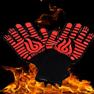 Cheap Silicone Heat Resistant Double Oven Mitts Gloves for Kitchen Cooking BBQ Baking