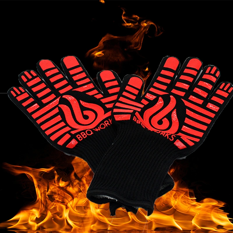 Cheap Silicone Heat Resistant Double Oven Mitts Gloves for Kitchen Cooking BBQ Baking