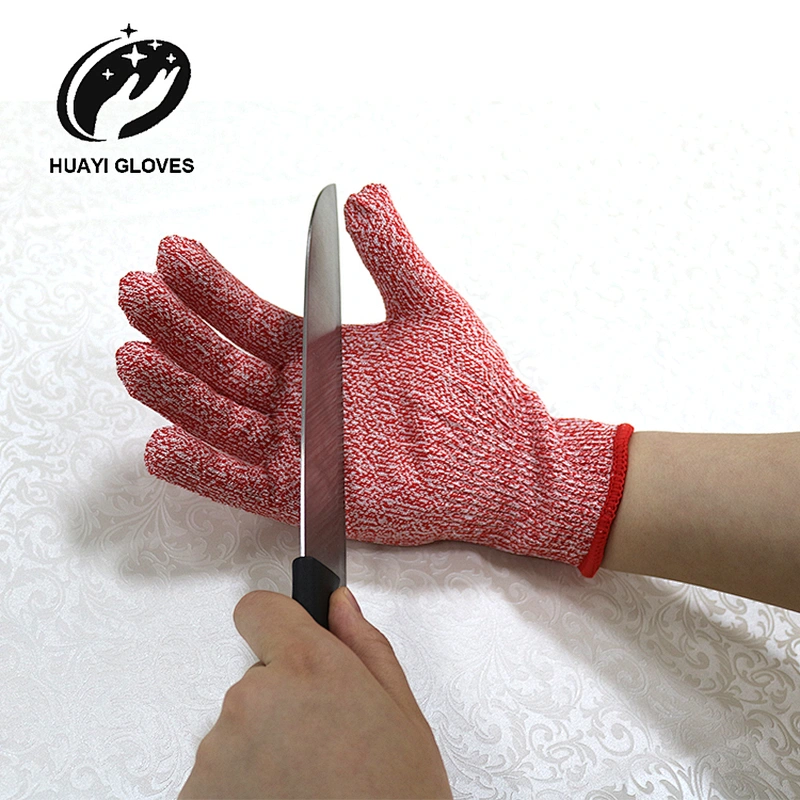 Salt And Pepper Highly Cut Resistant Work Gloves Seamless Polyethylene Yarn Shell For Kitchen Carpentry Glass Handling