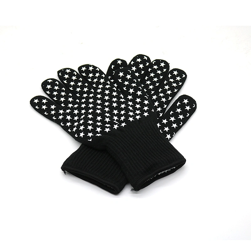 Extreme Food Safety Black Aramid Silicone Heat Resistant Welding Grill Kitchen Oven Cooking Barbecue Baking Cutting BBQ Gloves