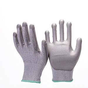 18Gauge Green HPPE Glass Fiber Black PU Coated Cut Resistant Gloves Slash Proof Safety Gloves Anti Cutting Level 3