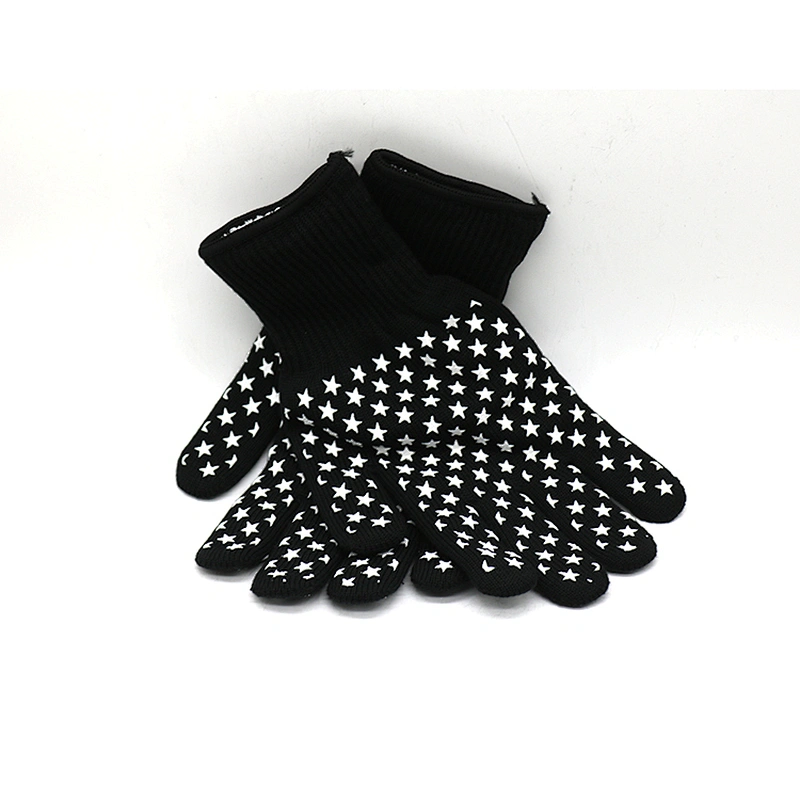 Extreme Food Safety Black Aramid Silicone Heat Resistant Welding Grill Kitchen Oven Cooking Barbecue Baking Cutting BBQ Gloves
