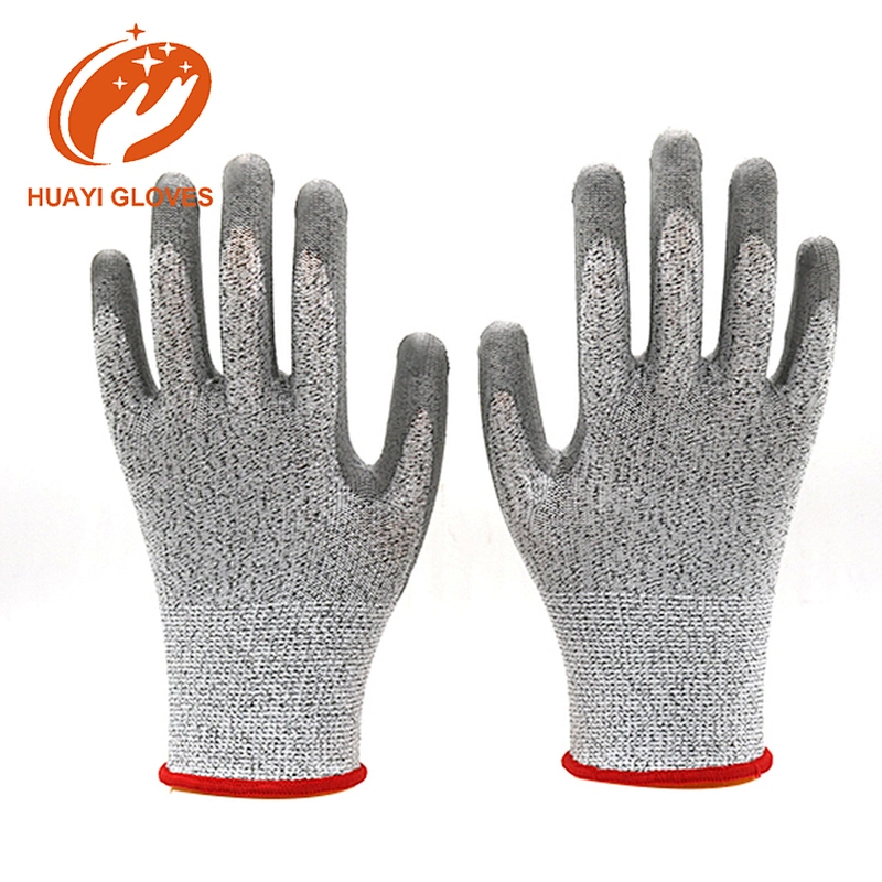 13G Guantes Anticorte Level 5 Slipping Resistance Cut Gloves PU Coated Demolition Gloves Glass Gloves