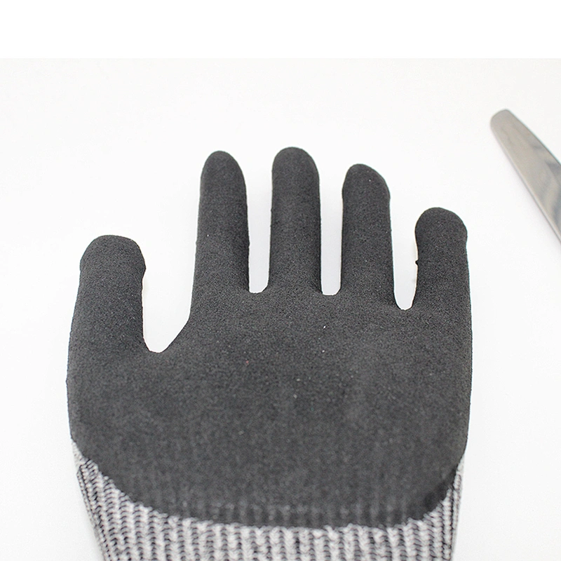 13 Gauge HPPE Sandy Nitrile on Palm Anti Cut Work Gloves EN388 2016